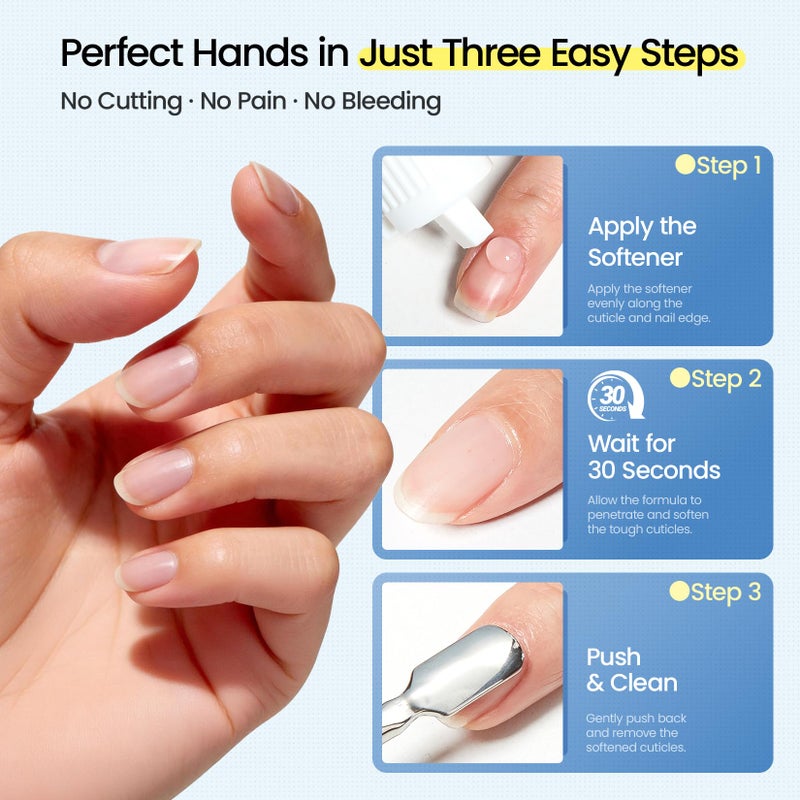 Morovan Cuticle Remover & Cuticle Oil Kit: Instant Cuticle Softener 15s Removal 7 Pieces Manicure Kit for Women with Stainless Steel Tools and Nail Files for Salon-Quality Results at Home - Image 3